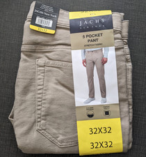 NWT Jachs New York Men  s Straight Fit Flex Waistband 5-Pocket Pants Tan 32X32