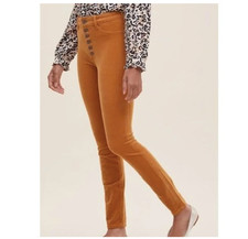 Pilcro Corduroy High Rise Skinny Pants-Size 28-Button Fly-Anthropologie-Camel