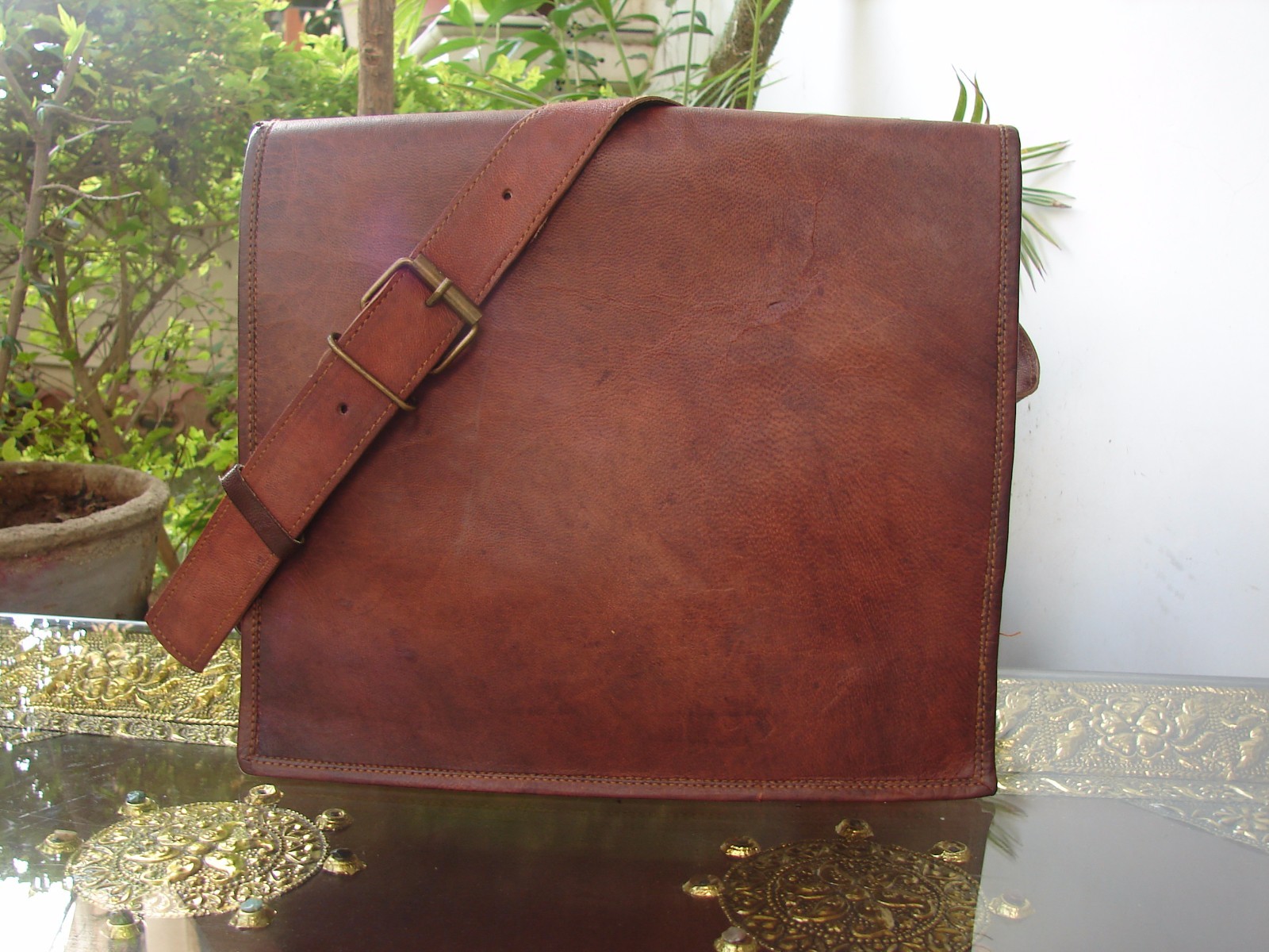 Vintage Leather Briefcase Laptop Messenger Bag School 13"" Macbook Satchel Bag