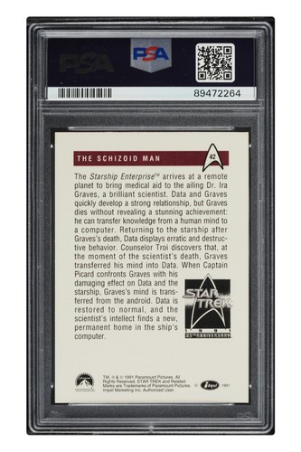 1991 ๐ธ Impel Star Trek: 25th Ann. "THE SCHIZOID MAN" #42 Psa-9, Pop/2 No Higher - Picture 3 of 3