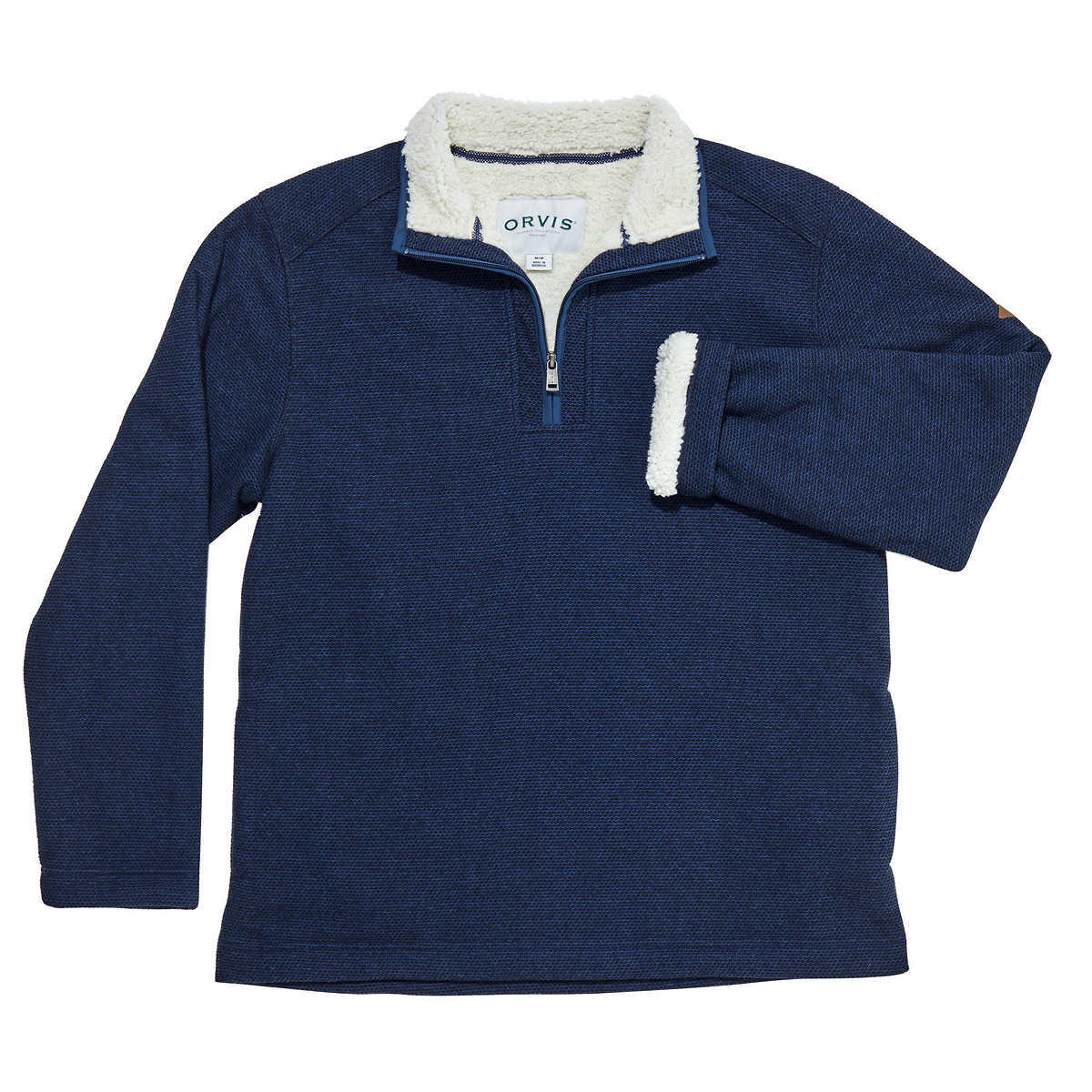 Orvis Men's Fleece Lined 1/4 Zip Textured Pullover – Mock Neck – Big & Tall Sizes