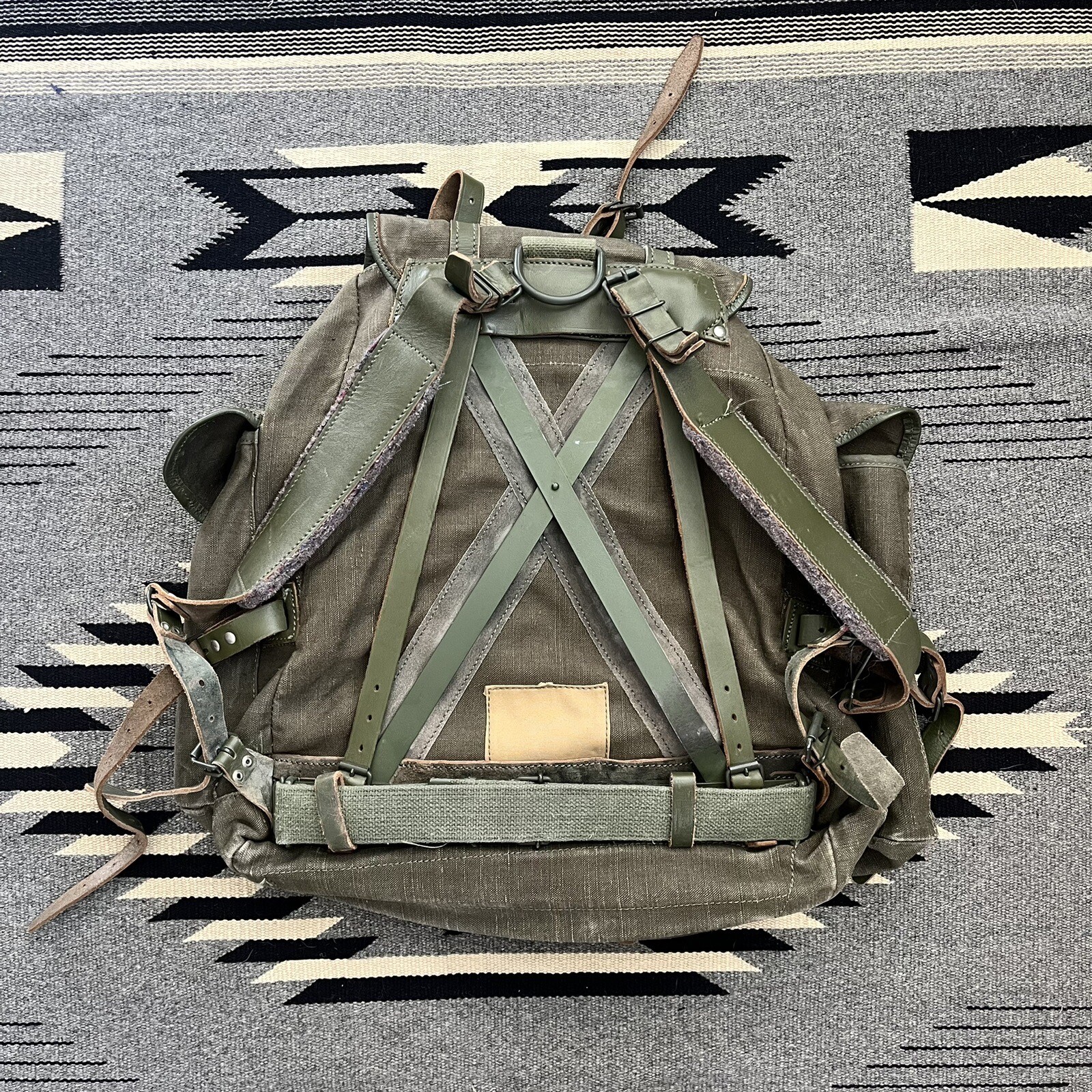 Vtg 60s French Military Army Backpack Rucksack 1960s Canvas Military