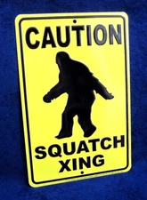 SASQUATCH CROSSING *US MADE* Embossed Metal Sign Man Cave Garage Bar Wall Decor
