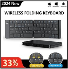 Mini Foldable Wireless Keyboard Ultra Slim Portable Bluetooth Keyboard Rechargea