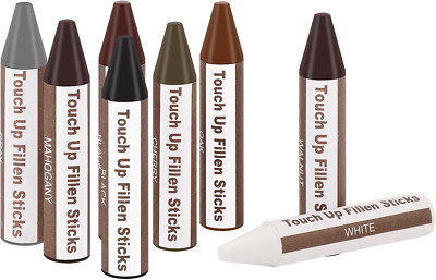 Wood Furniture Scratch Repair Filler Sticks, 8 Colors Wax Sticks with Sharpener,