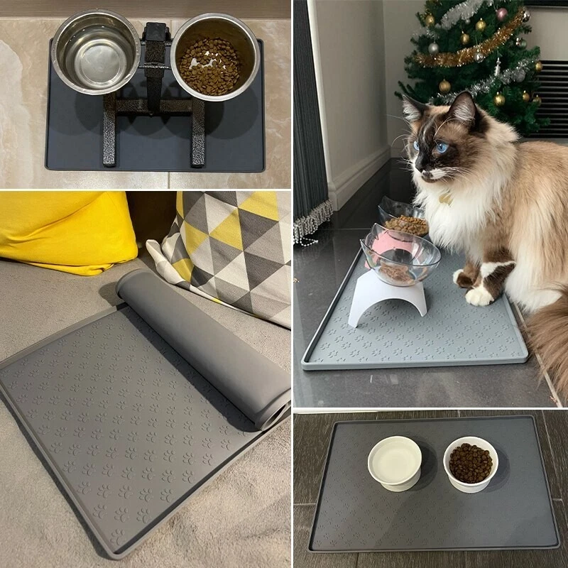 Pet Placemat Silicone For Dog Food bowl Mat Cat Feeding Mat Waterproof Paw  Print