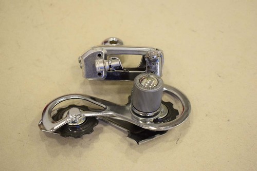 Desviador trasero vintage Suntour 7 5-7 sp acero fricción jaula larga plata nuevo nuevo de lote antiguo - Imagen 4 de 8