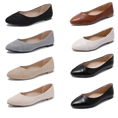 Damen-Ballerinas klassische runde Zehenpartie Anzugschuhe lässig bequem - Bild 1 von 32