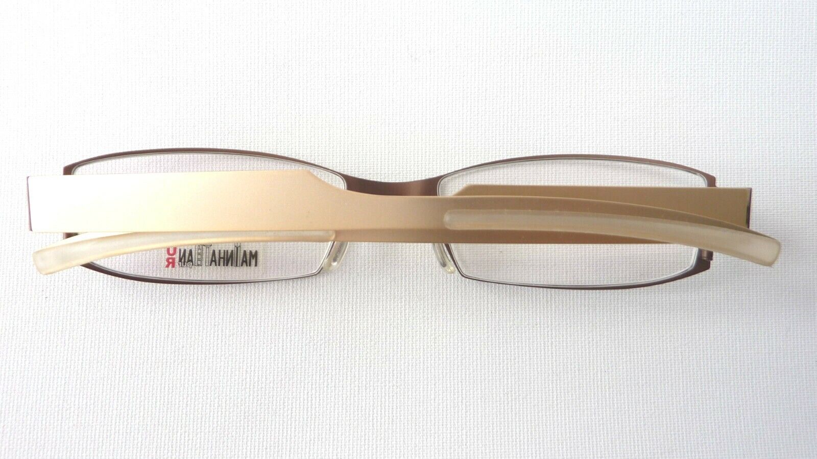 Brille braun schmal Brillenfassung Metallgestell mit Steckbügel für Helmträger