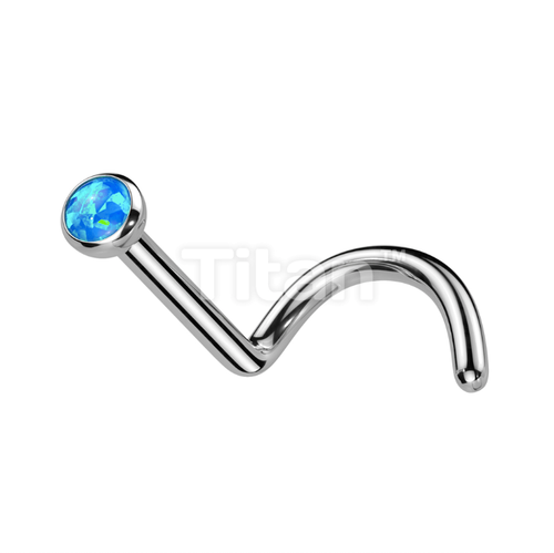 Opal Corkscrew Nose Stud - Picture 2 of 3