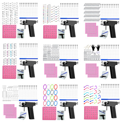 Wholesale Pro Body Ear Piercing Gun Tool Kit Nose Navel Ring Lip Helix Studs Set