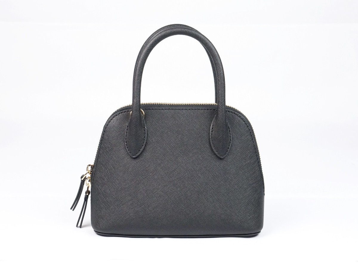 Tory Burch Emerson Black Saffiano Leather Mini Dome Satchel