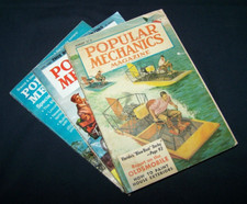 Popular Mechanics magazine lot o 3, 1954-1966 w/ads(Harley Davidson, Luck Strike