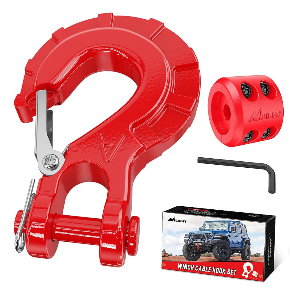 Nilight Forged Steel Winch Hook 3/8" Grade 70 Safety Latch Winch - Foto 3