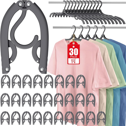 30 Pcs Travel Hangers Portable Foldable Travel Hanger Organizer, Plastic Travel