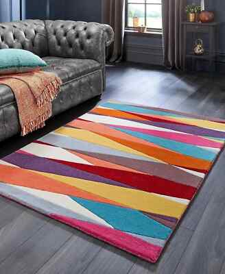 Hand Tufted Rug 100% New Zealand Wool Modern Zig zag Handmade Woven Area Carpet