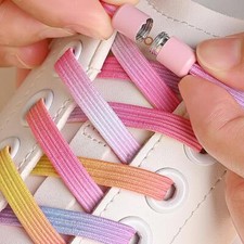 1pair No-tie Elastic Shoelaces   Colorful Pearl Buckle, Fashionable  Easy Wear