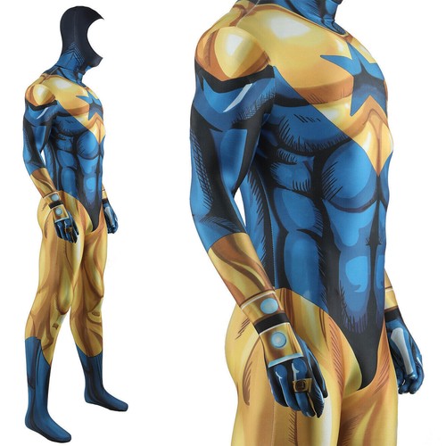 Booster Gold Jumpsuit Cosplay Superhero Bodysuit Costume Adult Kids Halloween - Picture 14 of 17