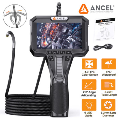 Ancel AN301 Industrial Endoscope Snake Camera Inspection 6.2MM Borescope 4.3''