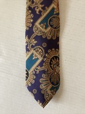 XMI Men's Necktie Tie Italian Silk Purple Orange Teal Tapestry Made in USA