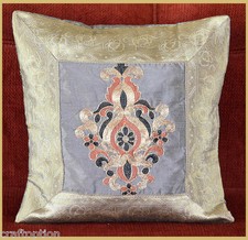 GRAY SILK DIGITAL EMBROIDERY BROCADE PILLOW COVER/CUSHION COVER FROM INDIA 