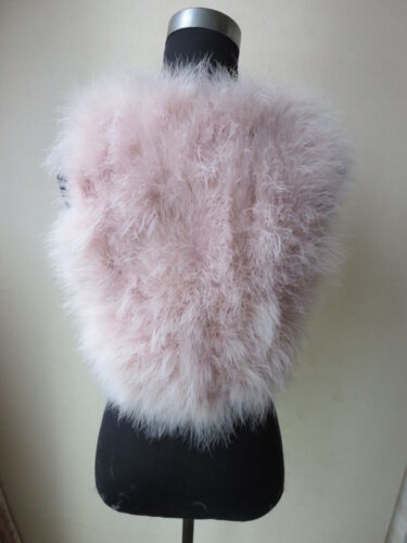 Girls Real Ostrich Feather Fur Vest Jacket Warm Waistcoat For Party Light Pink - Picture 3 of 3