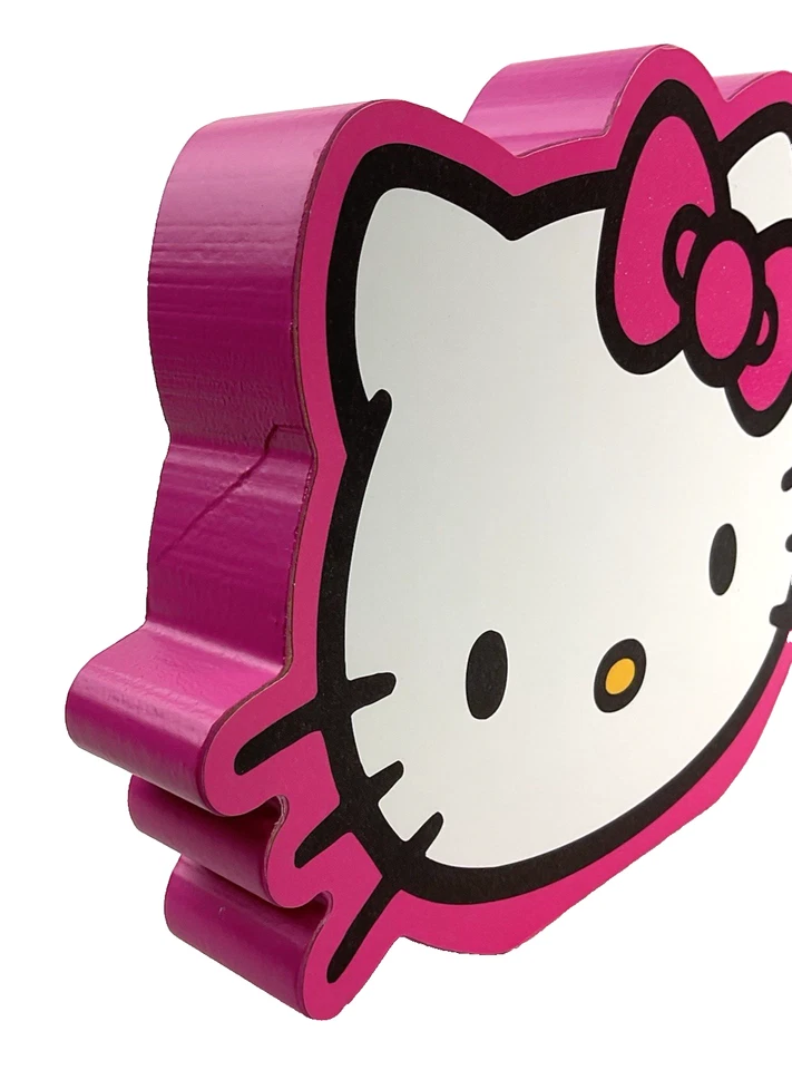 Placa de madera Hello Kitty rosa blanco brillo arco 8" x 6" escritorio/colgante de pared Foto 2 de 4