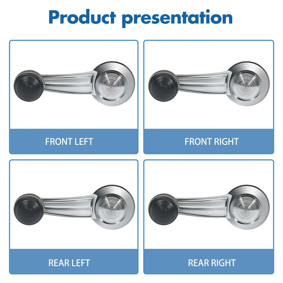 4x For 1968-1981 Chevy Camaro Window Crank Handle Front Rear LH RH Chrome Black Foto 2 de 4