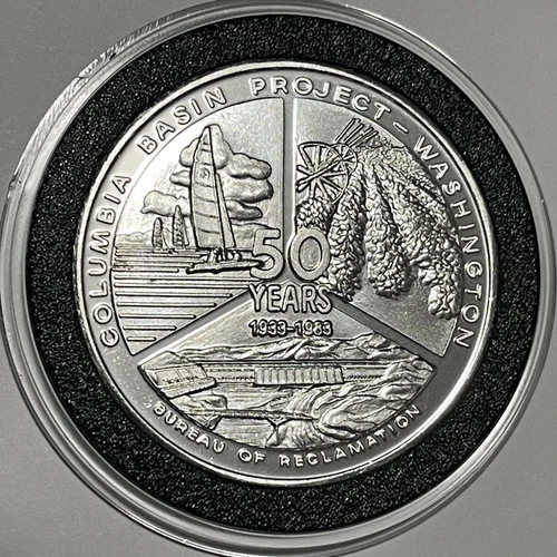 1983 Grand Coulee Dam Power Plant Rare Coin 1 Troy Oz .999 Fine Silver Round 999