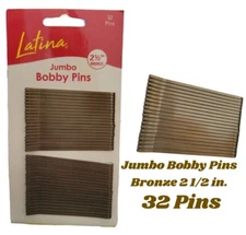 LATINA 2.5'' Bobby Pins Bronze Hair Jumbo Bob Pins 32 Pack D459