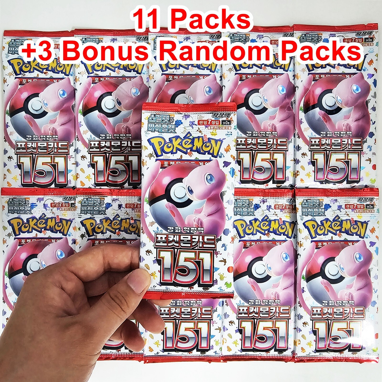 Pokemon 151 Booster Pack TCG Scarlet Violet Sealed Korean Edition with 3 Bonus Packs