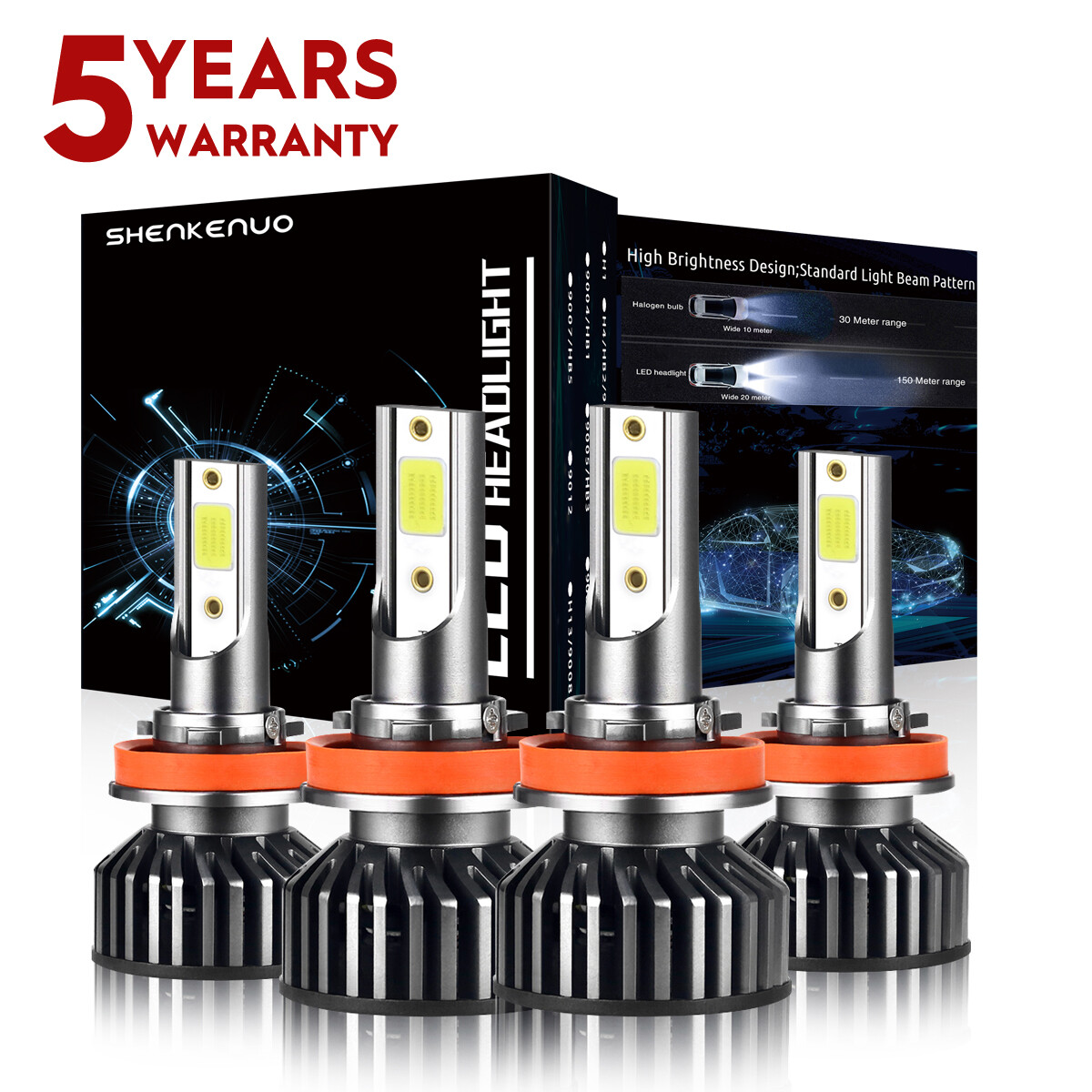 For Chevy Malibu LT LS Sedan 4-Door 2004-2012 COB LED Headlight High Low Bulbs