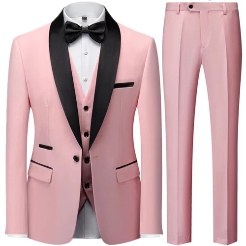 Ensemble de 3 pièces costume de mariage homme manteau pantalon gilet robe de marié blazers veste pantalon - Photo 11/52