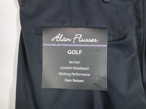 Alan Flusser Golf Pants Dark Blue Pleated Comfort Waistband 38 x 34 NWT - Picture 12 of 13