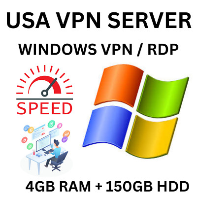 USA Windows VPS RDP Server/ Windows VPS Hosting - 4GB RAM + 150GB HDD