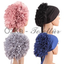 BONE Bonnet Cap Kopftuch Bandana Hijab Tesettür Rüschen firfirli Islam Turban 