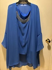Three-piece  Royal Blue Beaded Aline Elegant 20 W Mother Of The Bride Pantsuit