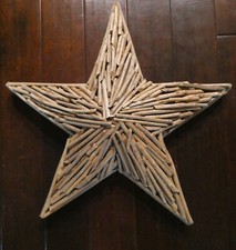 Lg Driftwood 5 Pt Star, 24" Coastal Nautical Art Decor, Wood Design, Beachy