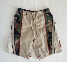 Quiksilver board shorts beige and green camouflage boys sz 24