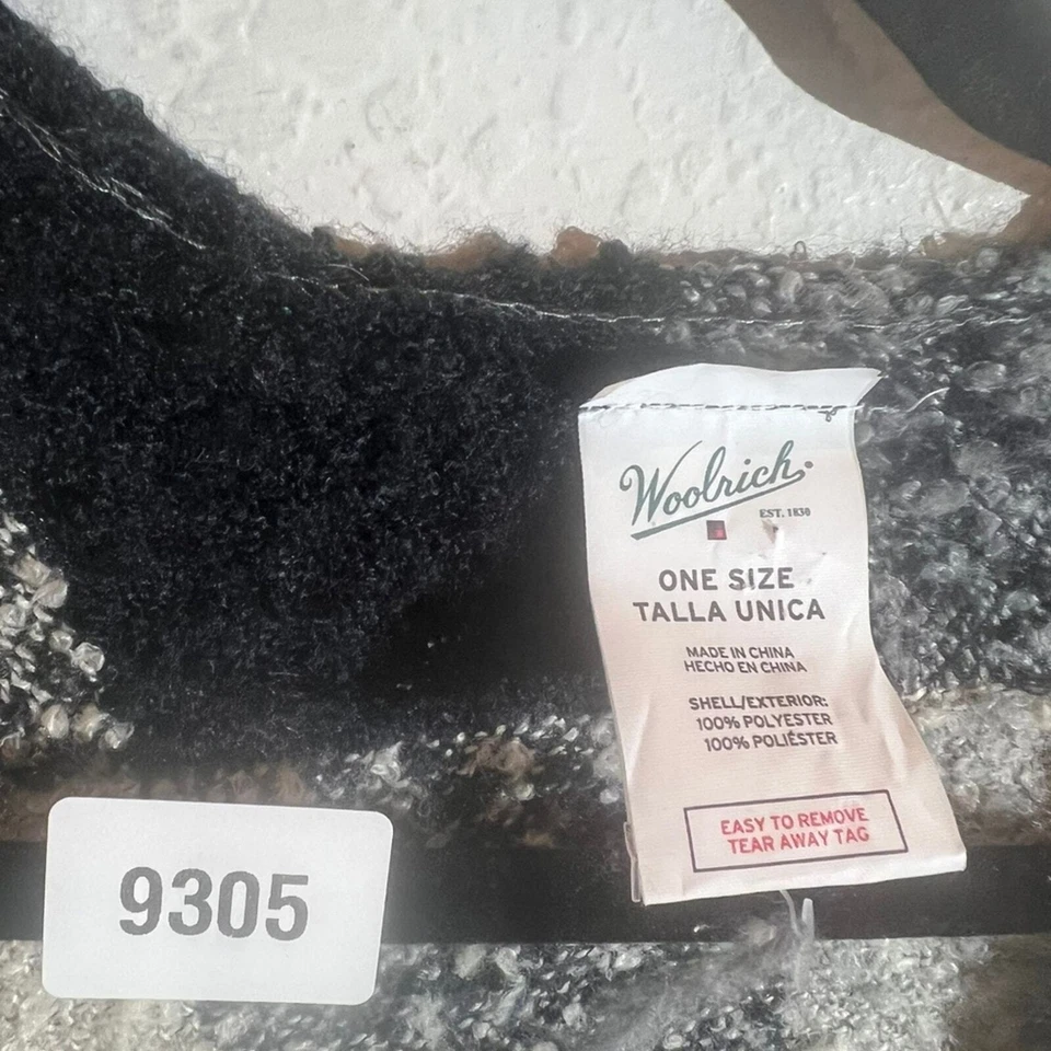 Poncho Woolrich negro y gris a cuadros flecos manta envolvente talla única para mujer Foto 3 de 4