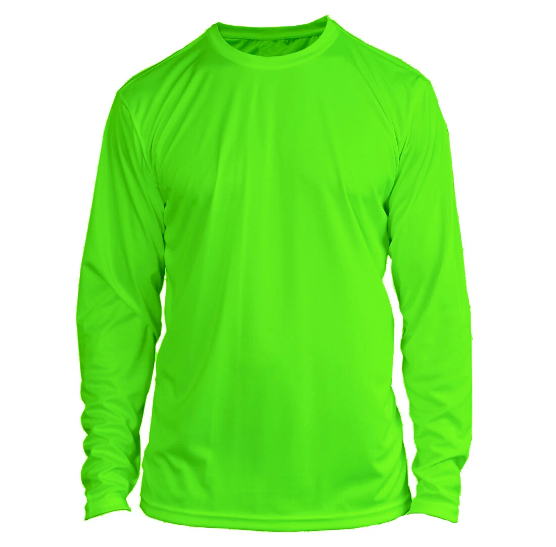 Microfiber Long Sleeve Fishing Shirt UPF 50 NEON GREEN