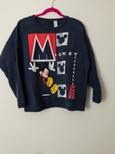 Vintage Mickey Unlimited Sweatshirt Blue Medium Jumping 90s Textured Weave