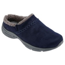 Easy Spirit Womens Bynne 2 Slip On Faux Fur Lined Clog Dark Blue Textile