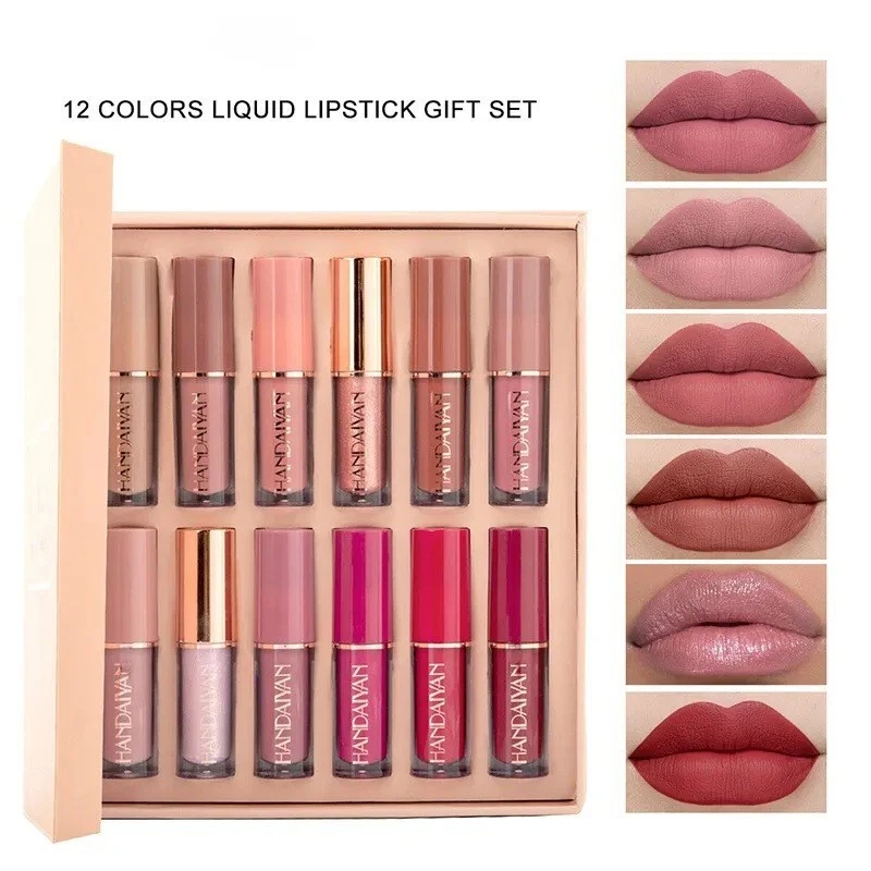 Lip Gloss Set Long Lasting Matte Beauty Lip Gloss Sets Waterproof Lip Makeup Gel - Image 3 of 4