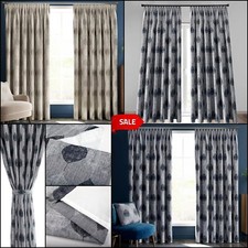 Luxury Jacquard Curtains Ready Made Pencil Pleat Thick Curtains With Tie Backs
