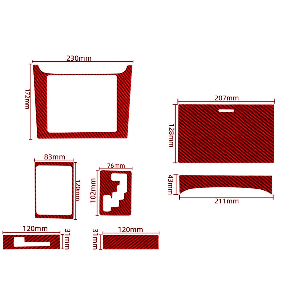 7Pcs For Mazda CX-9 2010-15 Red Carbon Fiber Interior Gear Shift Kit Cover Trim - Image 3 of 4