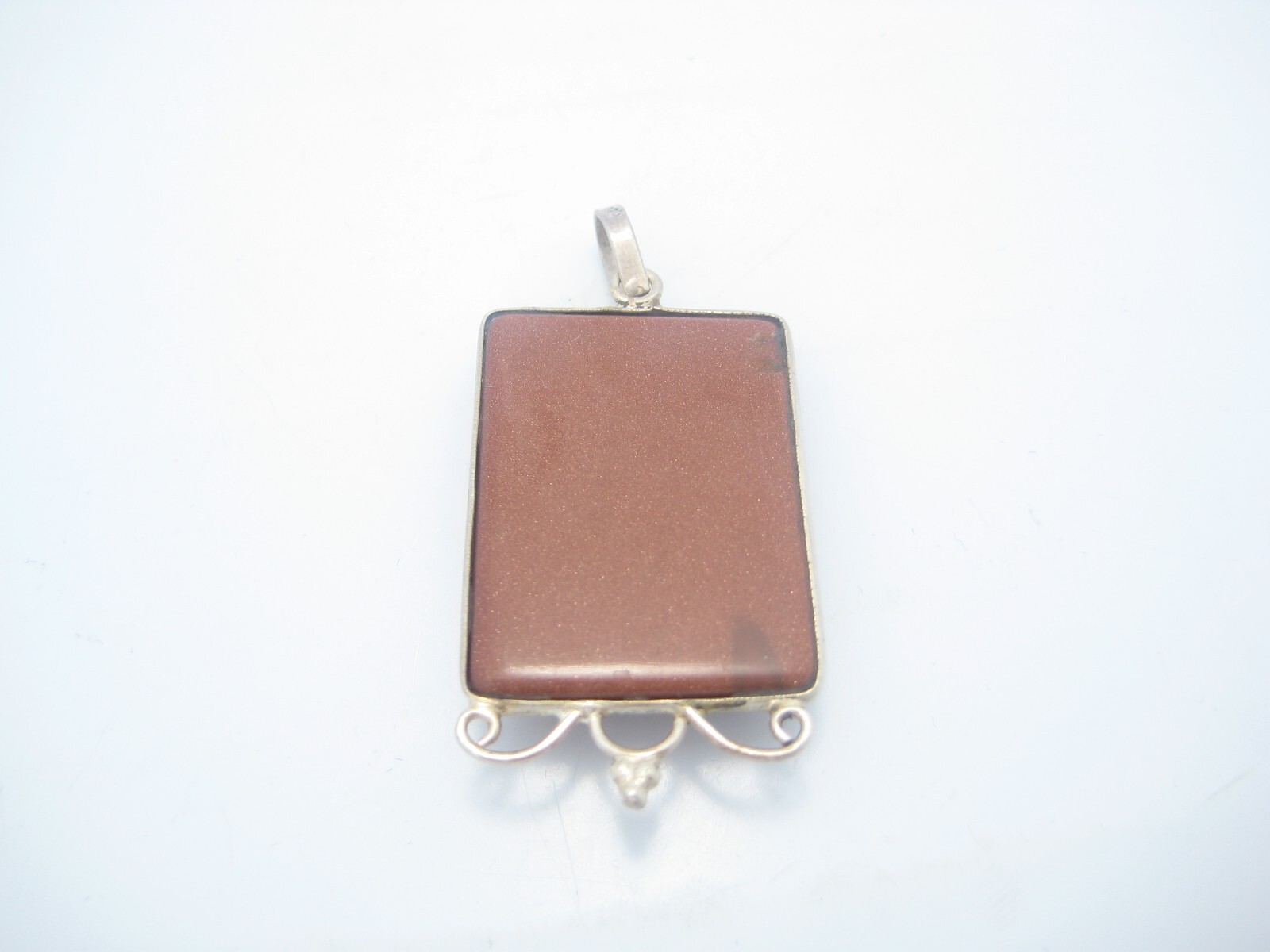 Sterling Silver Red Quartz Rectangular Scroll Bor… - image 2