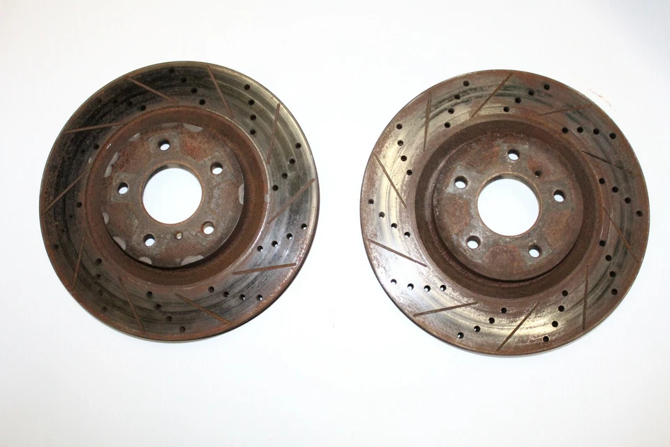 03-08 NISSAN 350Z INFINITI G35 FRONT LEFT & RIGHT DRILLED / SLOTTED ROTORS P1061 - Image 2 of 4