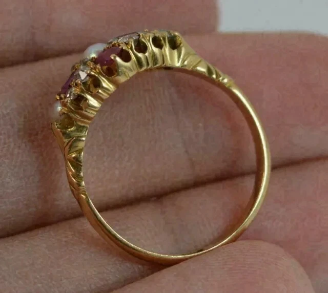 3Ct Round Cut Natural White Pearl & Ruby Engagement Ring 14k Yellow Gold Plated - Image 3 of 4