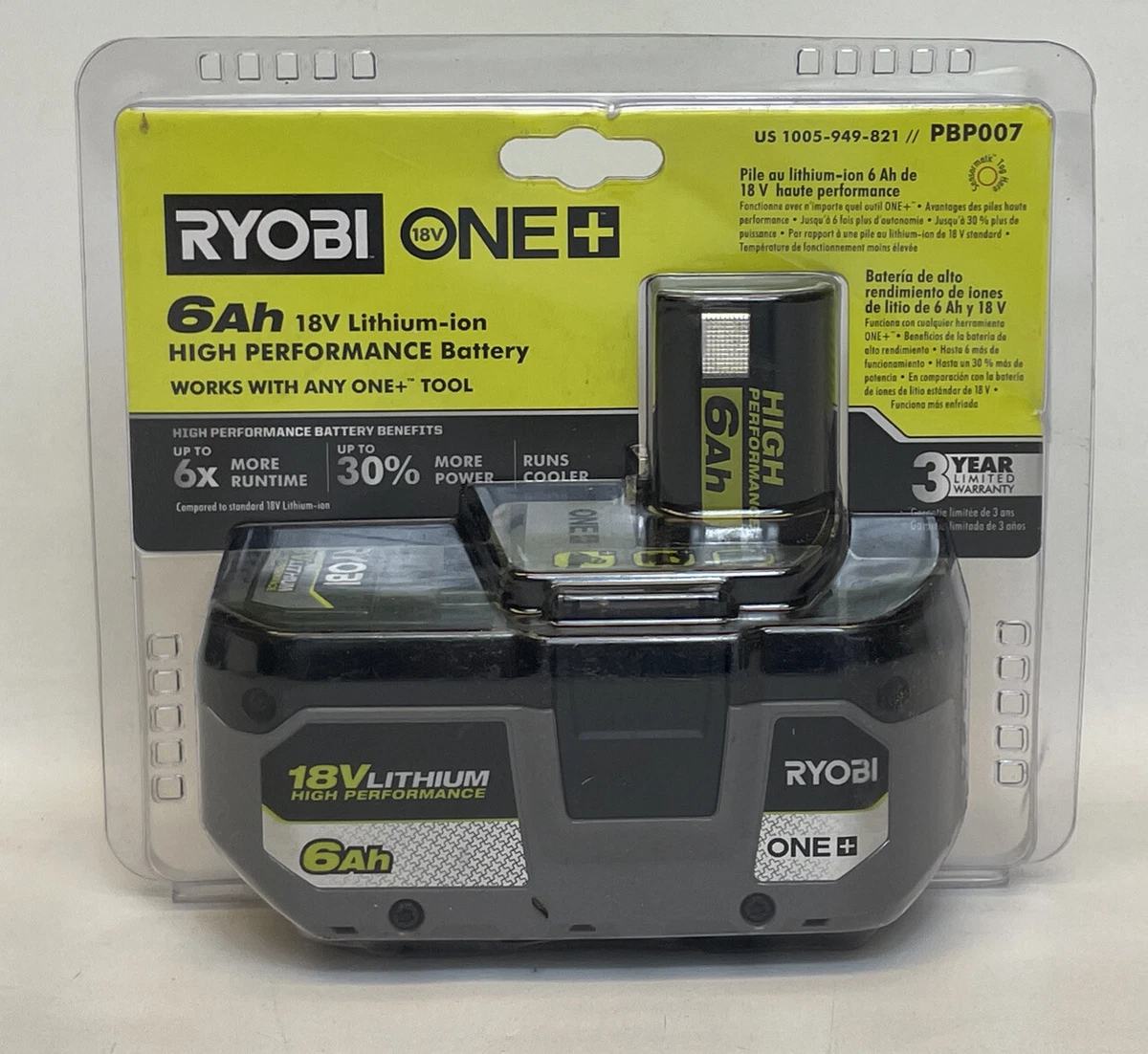 Genuine Ryobi 6 Ah 18V High Performance Lithium-ion Battery PBP007 - Sealed | eBay